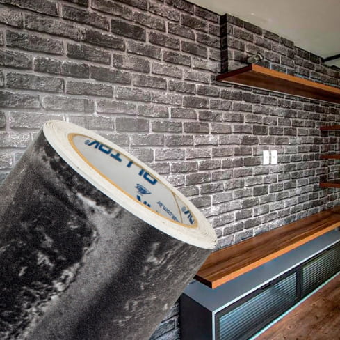 adesivo de parede de pedra em cozinha